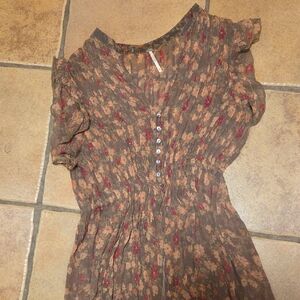 Free People Sheer Floral Button Dress Size XS